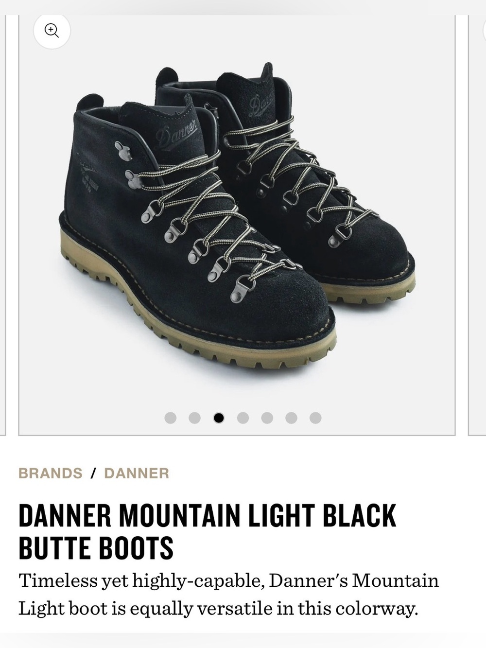 Danner mountain light stark black lace up boots